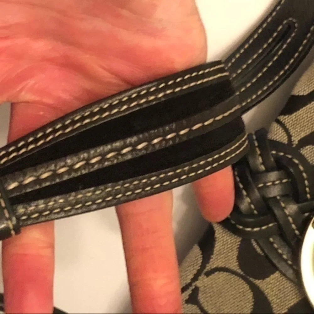 Coach black gray signature soho baguette bag